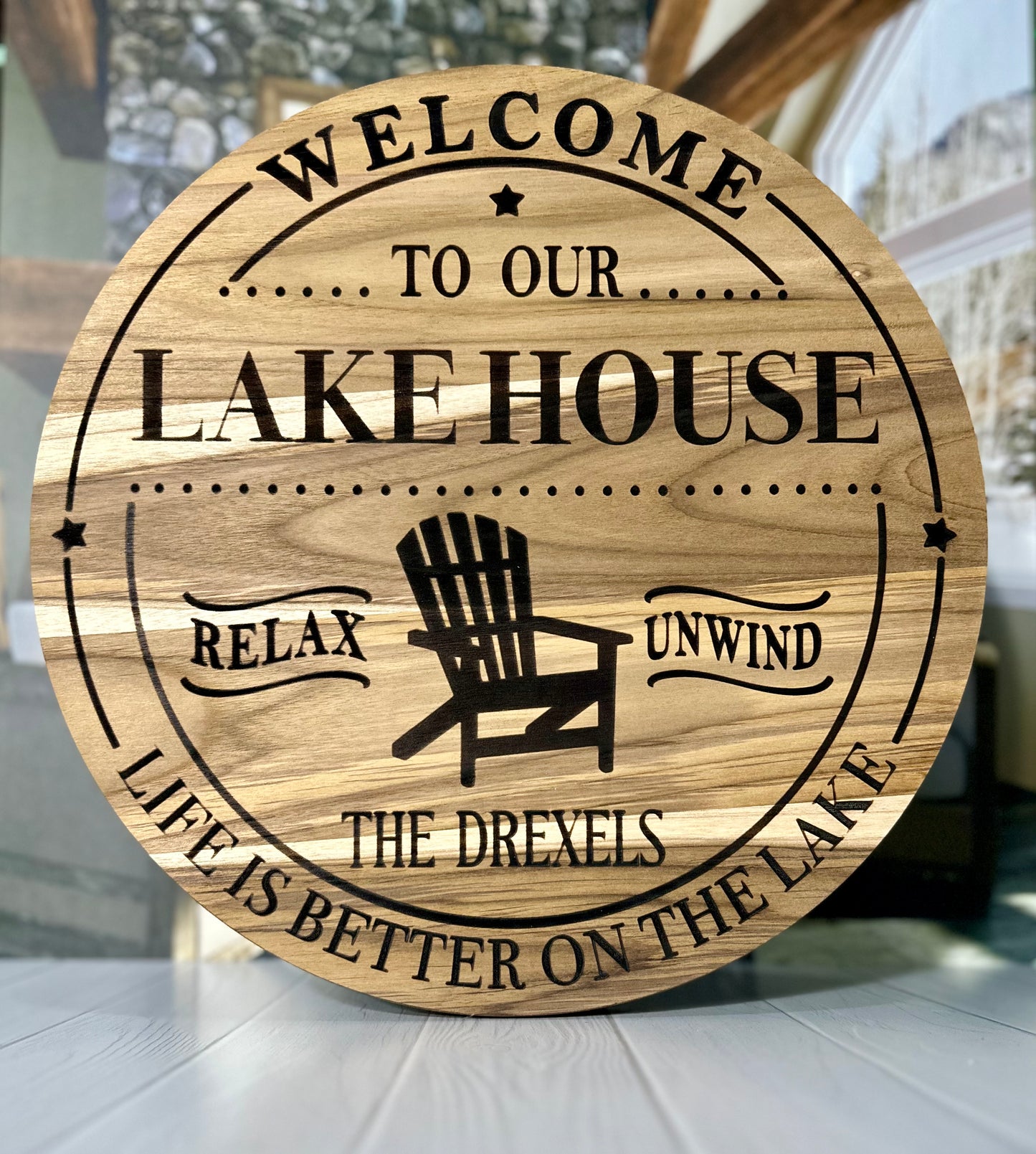 Lake House Custom 15 inch round sign